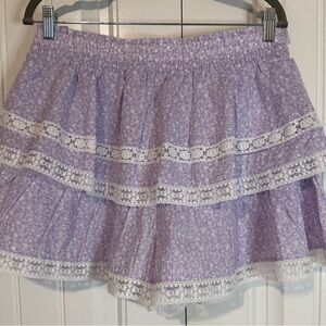NWOT Altar’d State Lavender Layered Shorts Floral Lace Trim Size X-Large